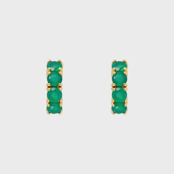 Green Agate Midi Hoops