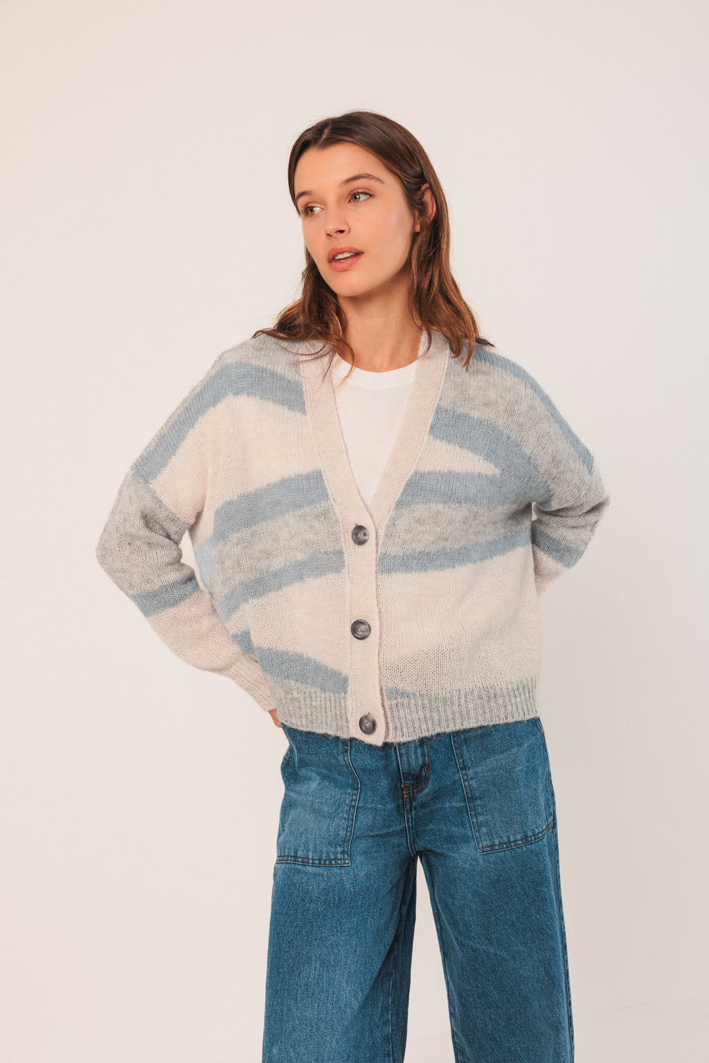 Intarsia Alpaca Cardi