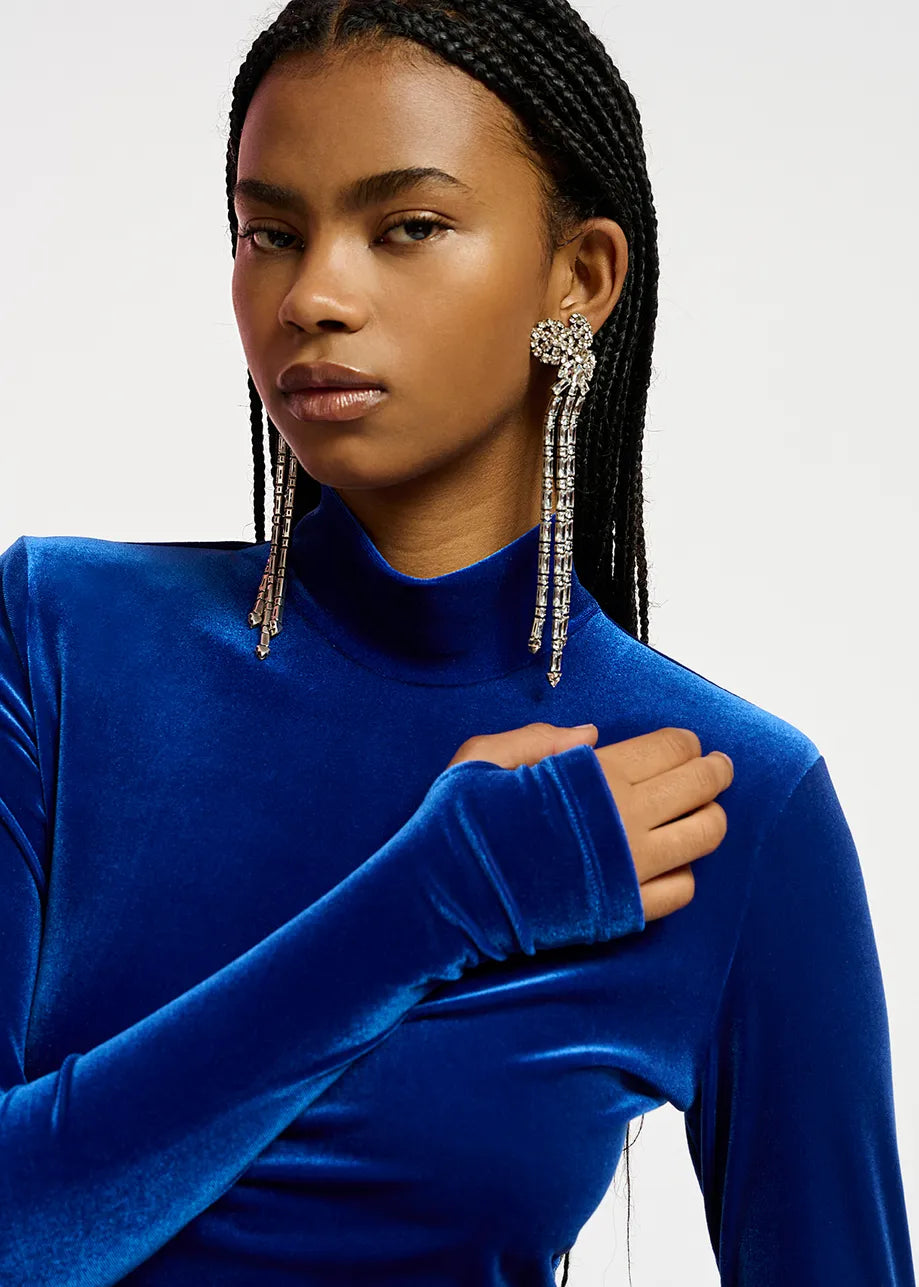 Blue velvet turtleneck outlet