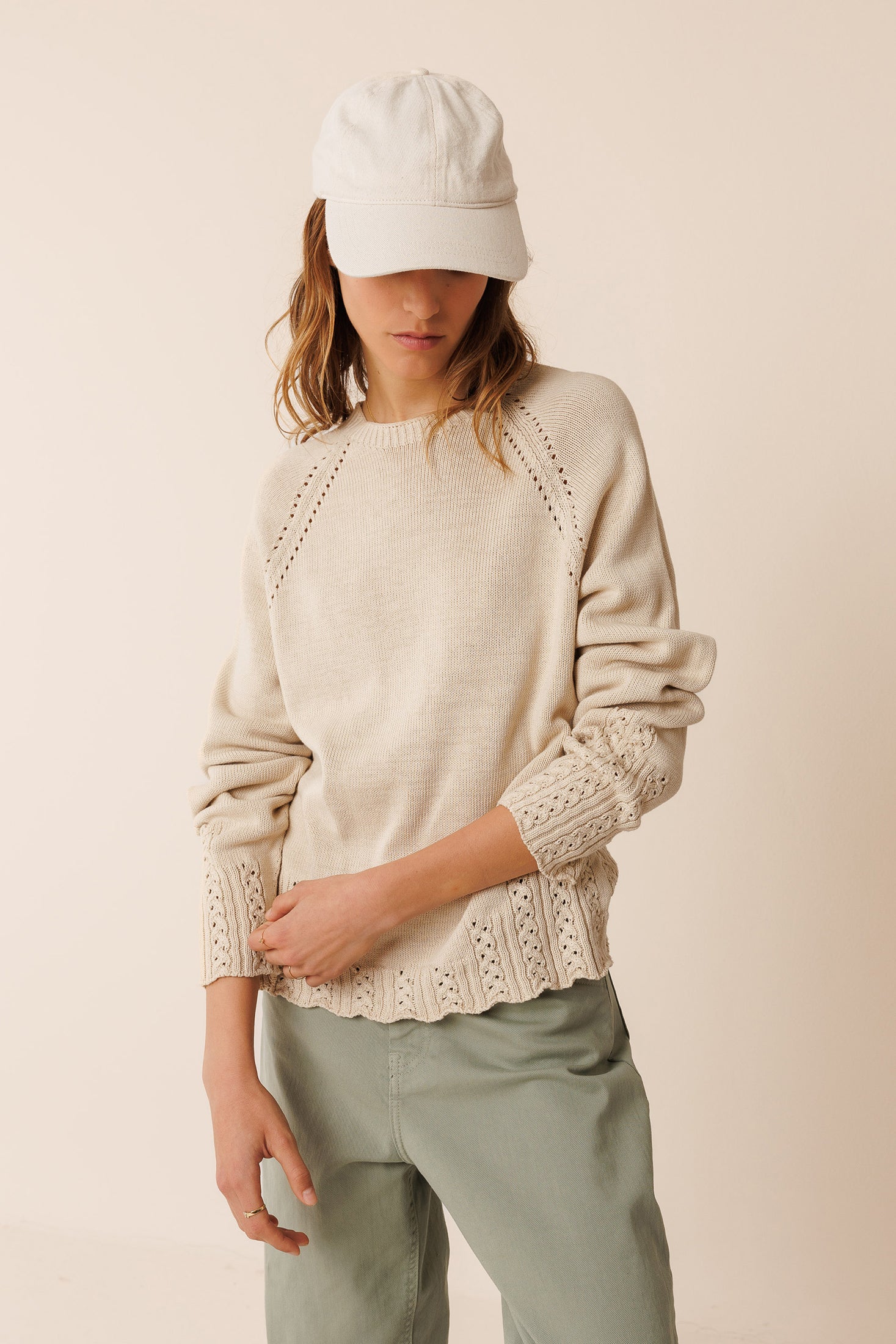 Shrunken Knit Cotton Sweater