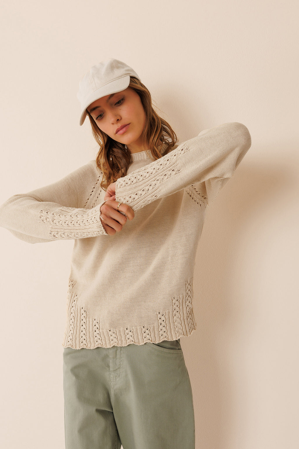 Shrunken Knit Cotton Sweater