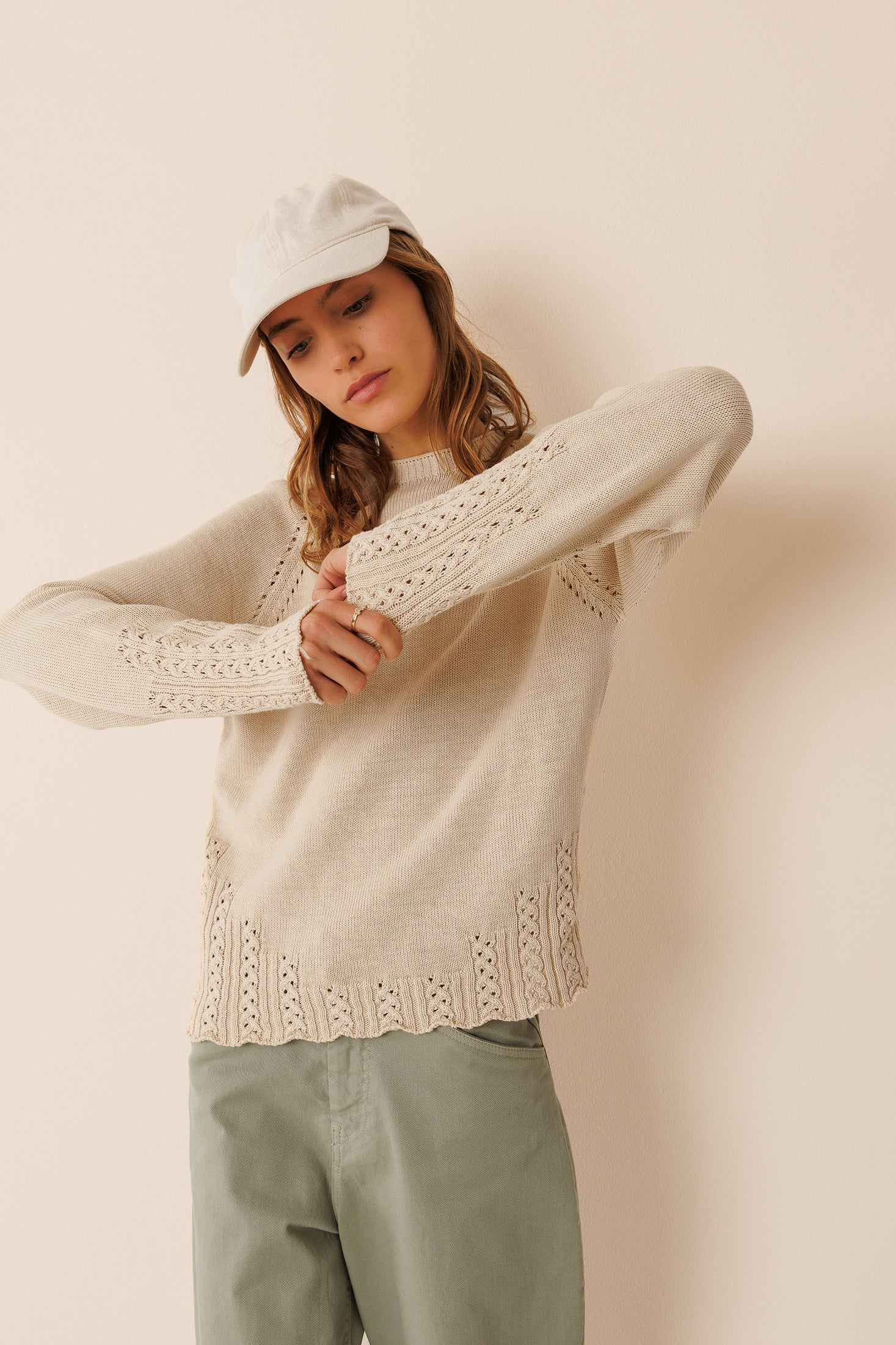 Shrunken Knit Cotton Sweater