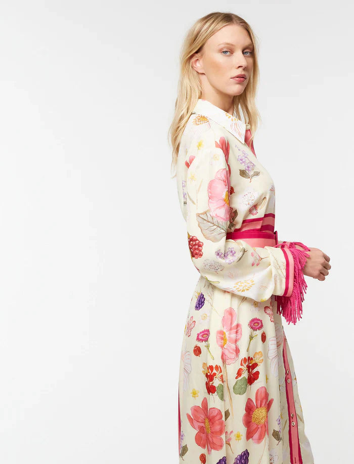 berry shirt dress Mandarin Collar Shirtdress - Crushed Berry Stripe Organic