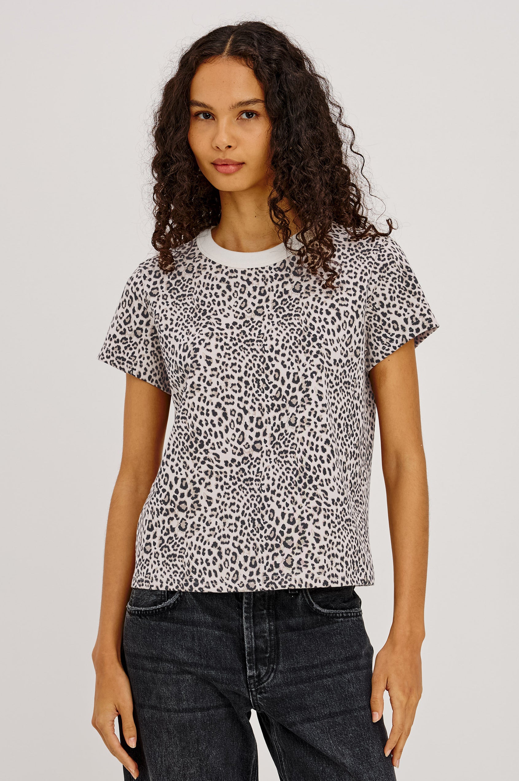 Girlfriend Tee - Ecru Cheetah