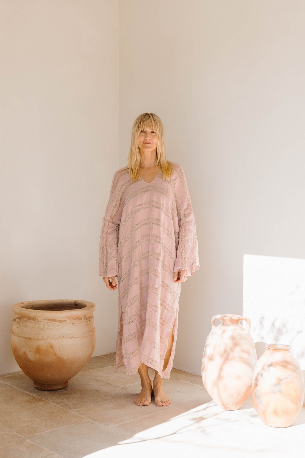 Positano U Maxi with Sleeve - Rosa Stripe