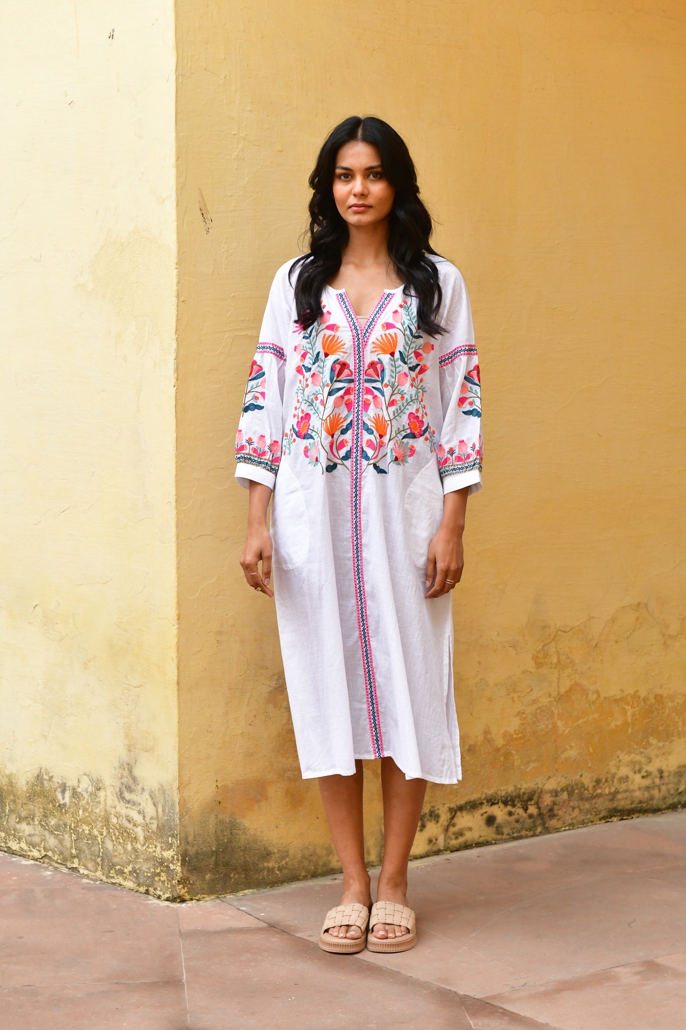 Hummingbird Embroidered Kaftan