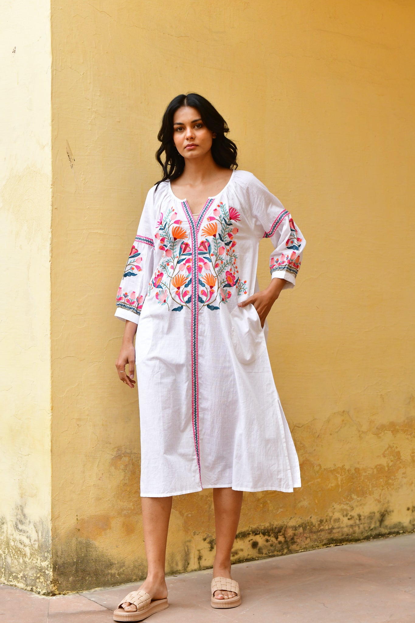 Hummingbird Embroidered Kaftan