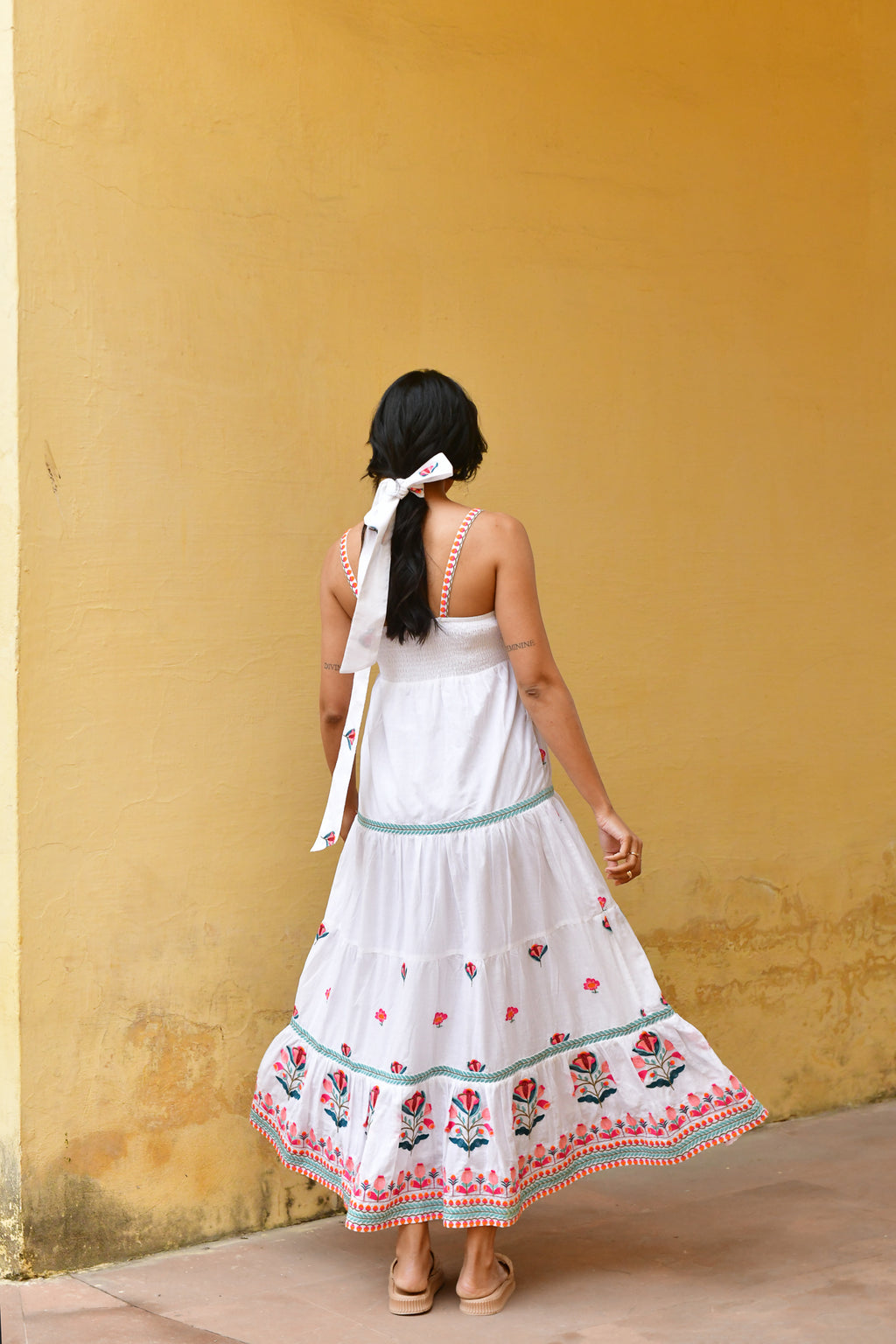 Hummingbird Embroidered Swing Maxi