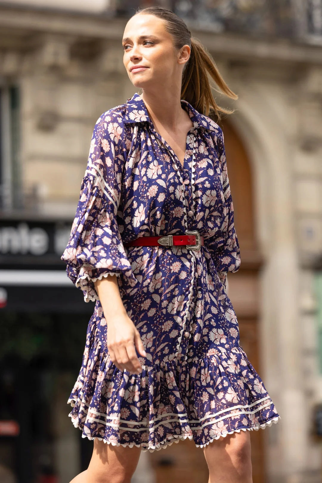 Leonie Navy Dress