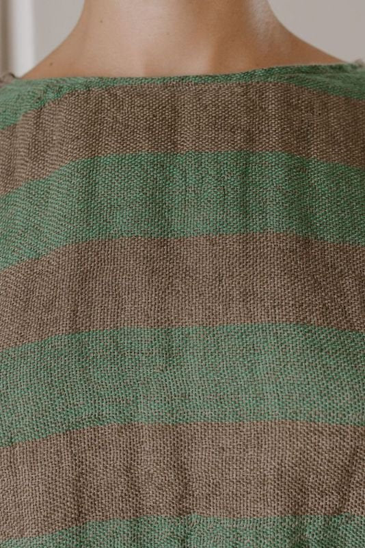 Positano Top with 3/4 Sleeve - Earth Cactus Stripe