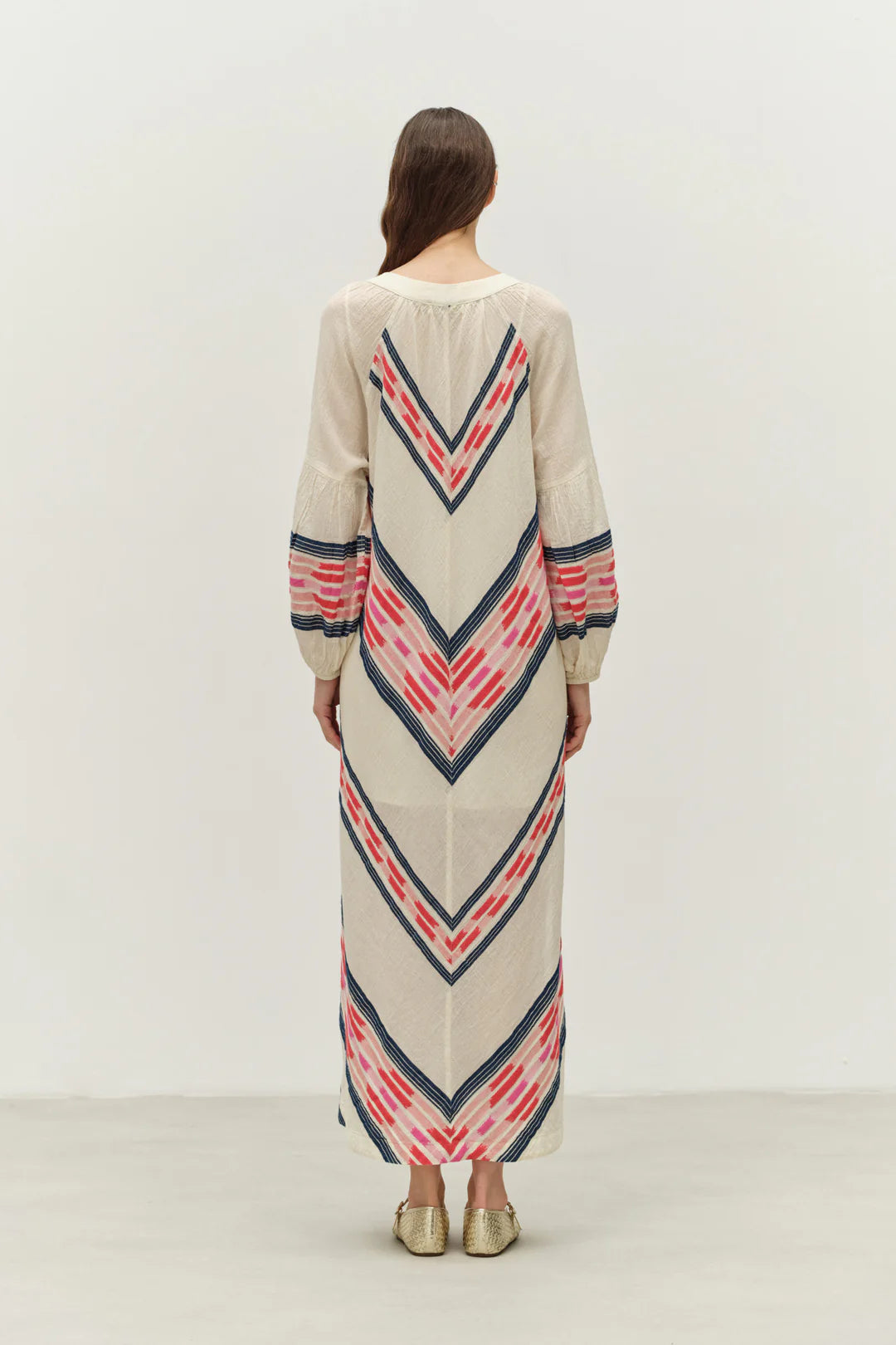 Beloved Long Dress - Navy/red