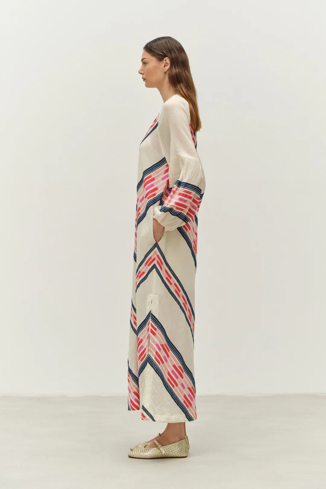 Beloved Long Dress - Navy/red