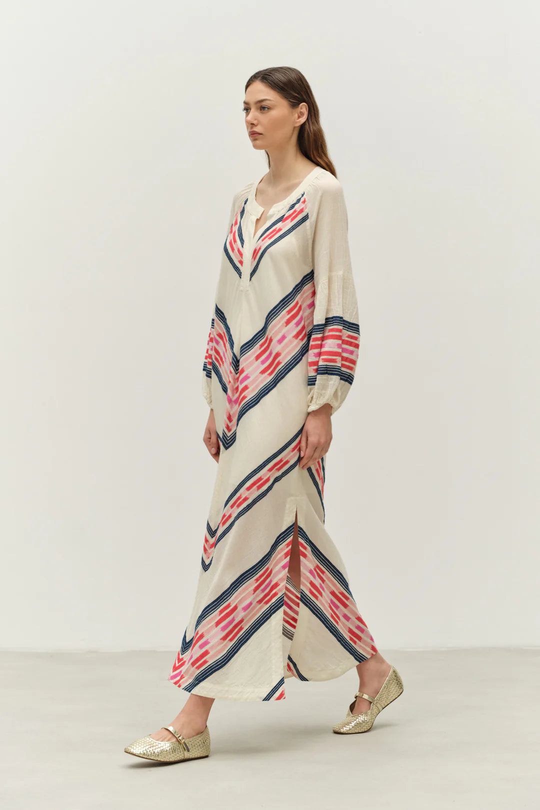 Beloved Long Dress - Navy/red
