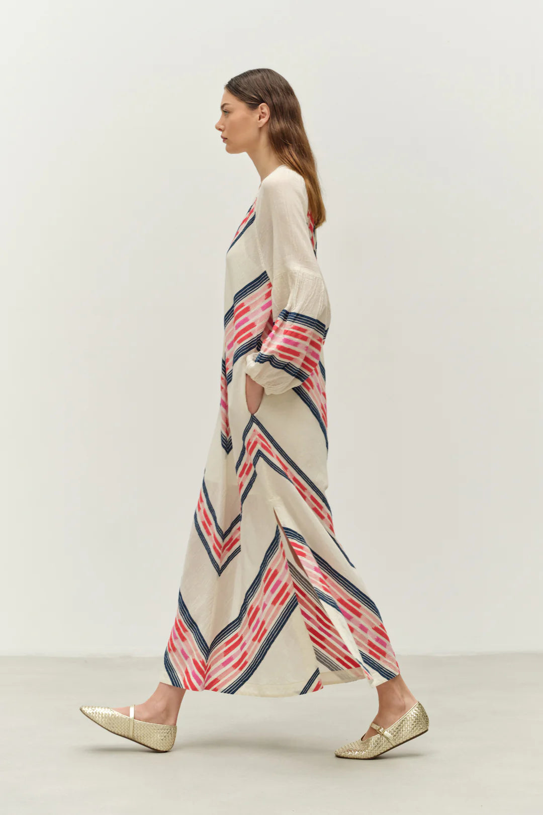 Beloved Long Dress - Navy/red