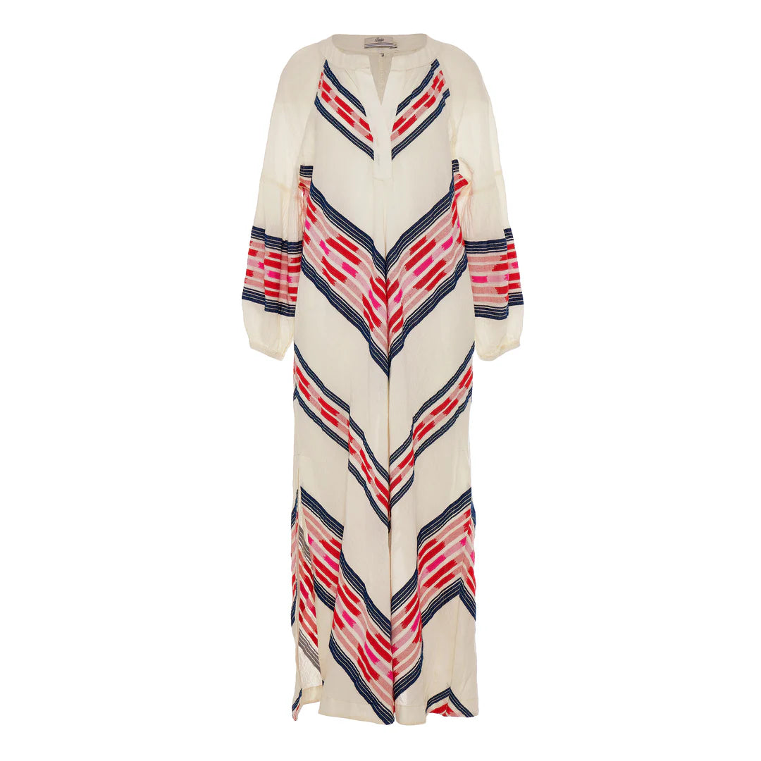 Beloved Long Dress - Navy/red