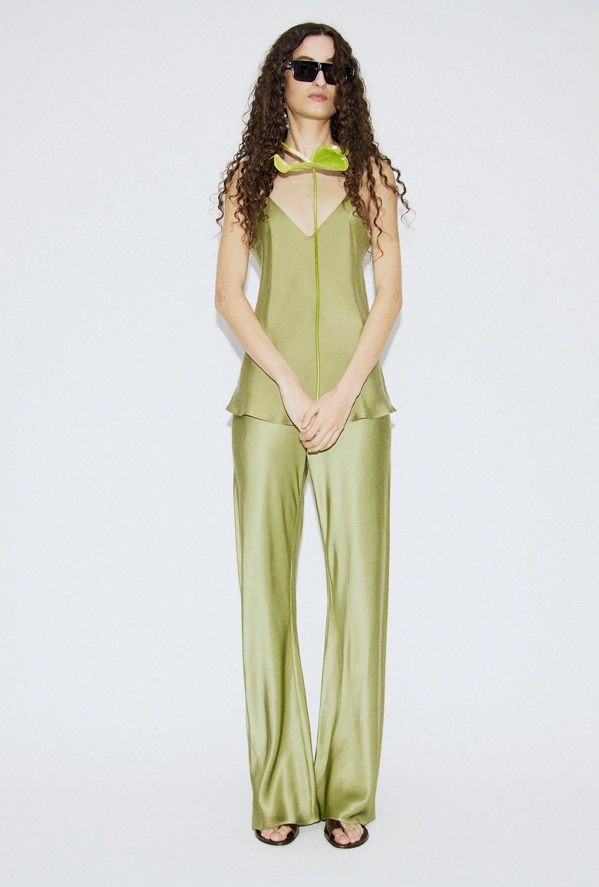 Bias Cut Pants -  Sage