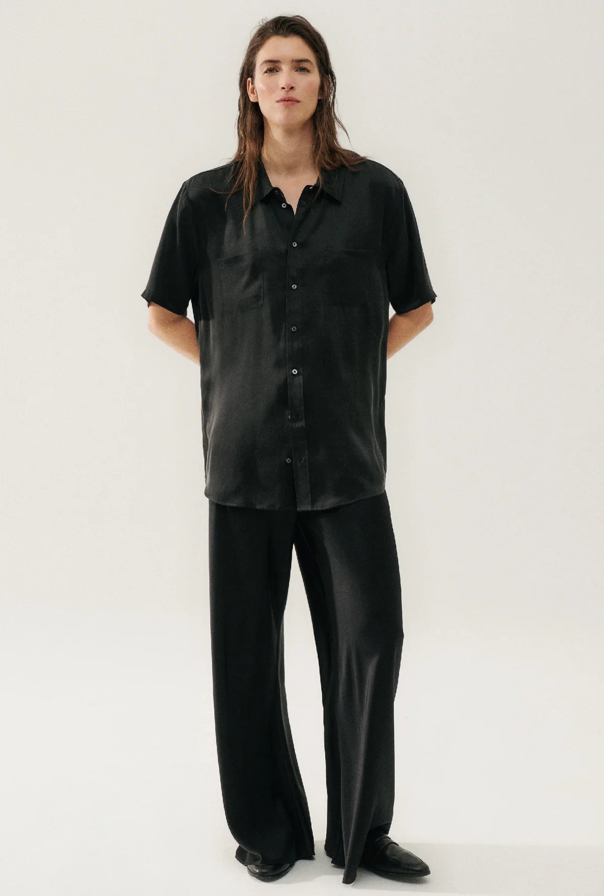 Bias Cut Pants - Black