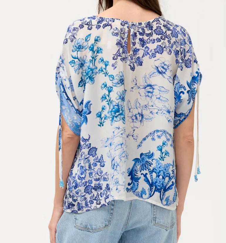 Ruched Sleeve  Blouse = Vallora