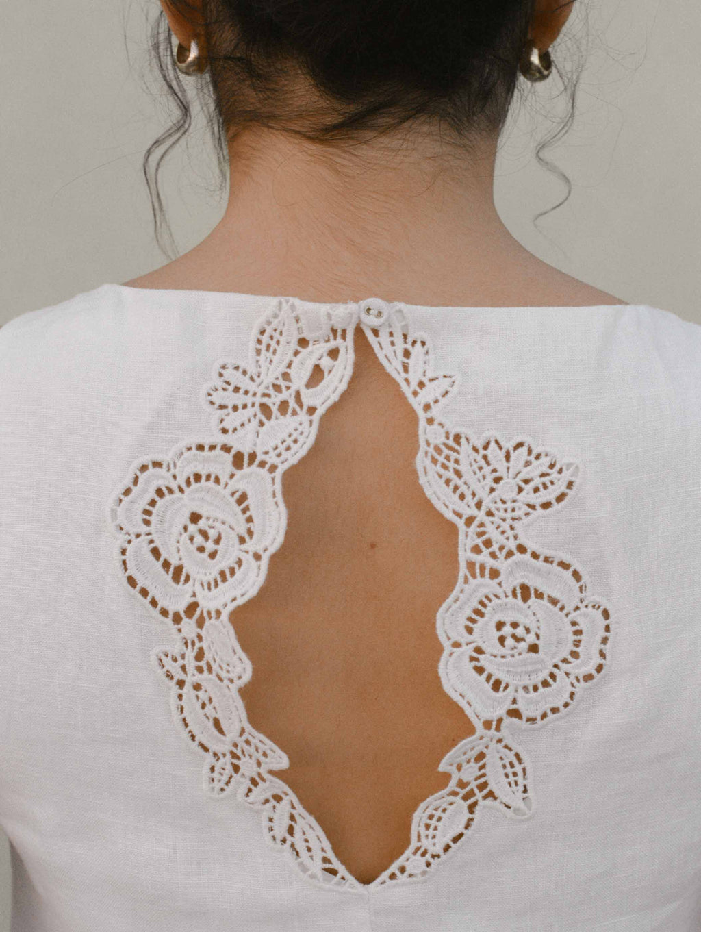 Embroidered Keyhole Mini Dress