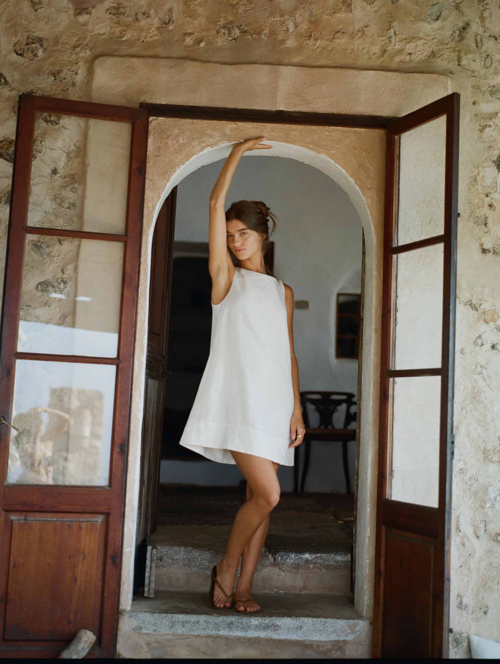 Embroidered Keyhole Mini Dress