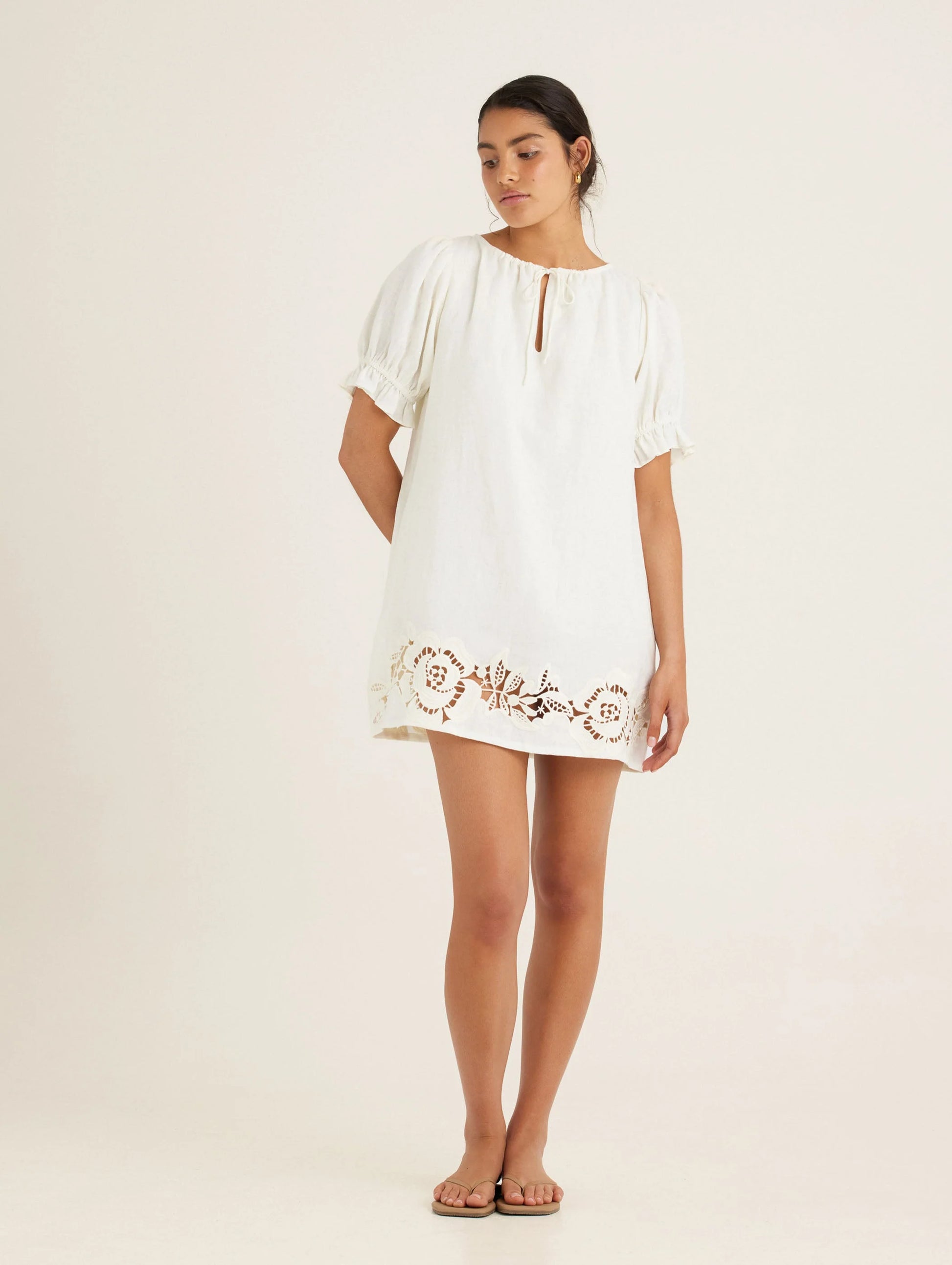 Embroidered Poets Mini Dress