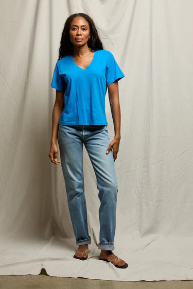 Hendrix V Neck T Shirt - Cobalt