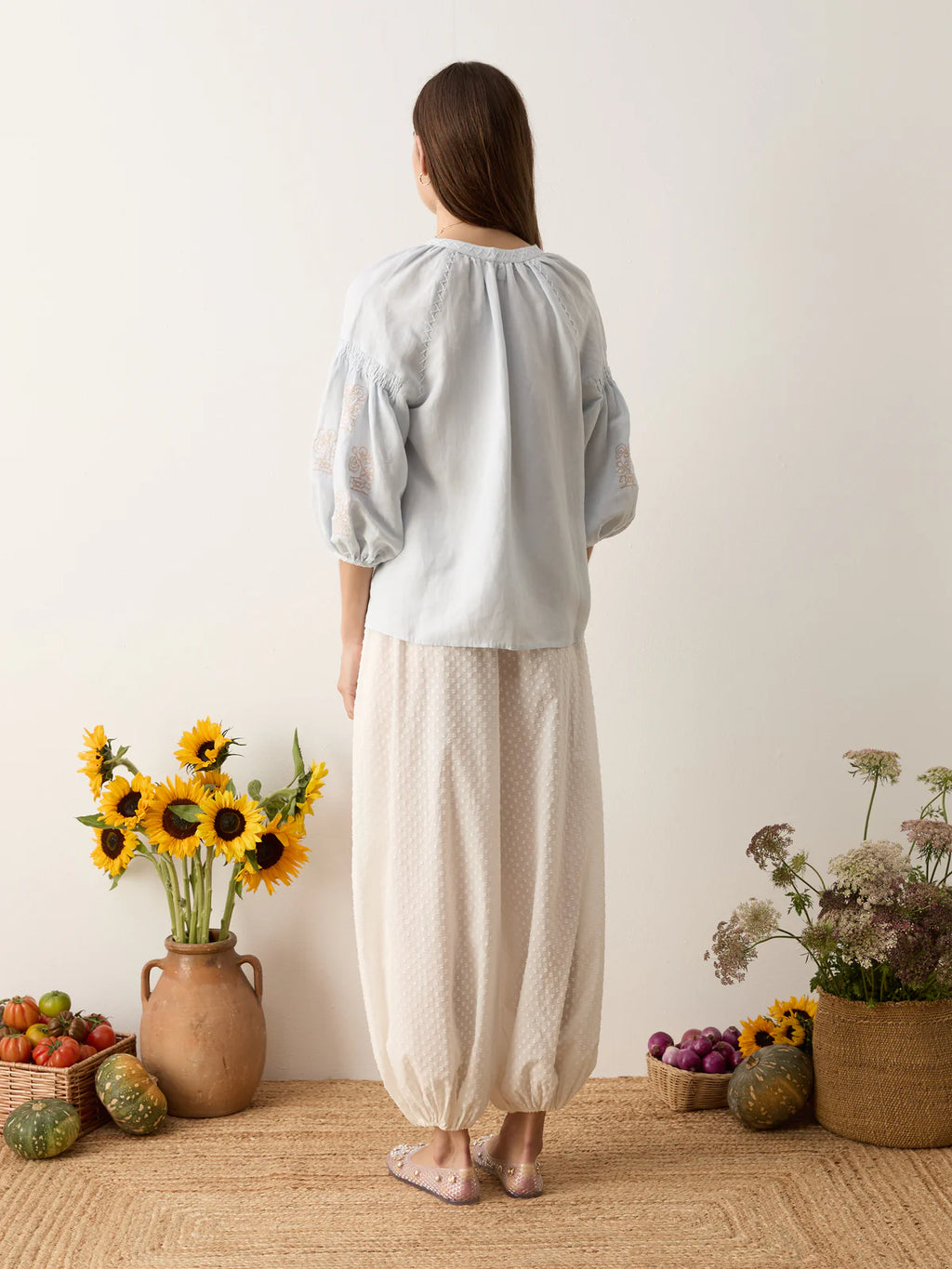 Malissa Embroidered Blouse - Sky