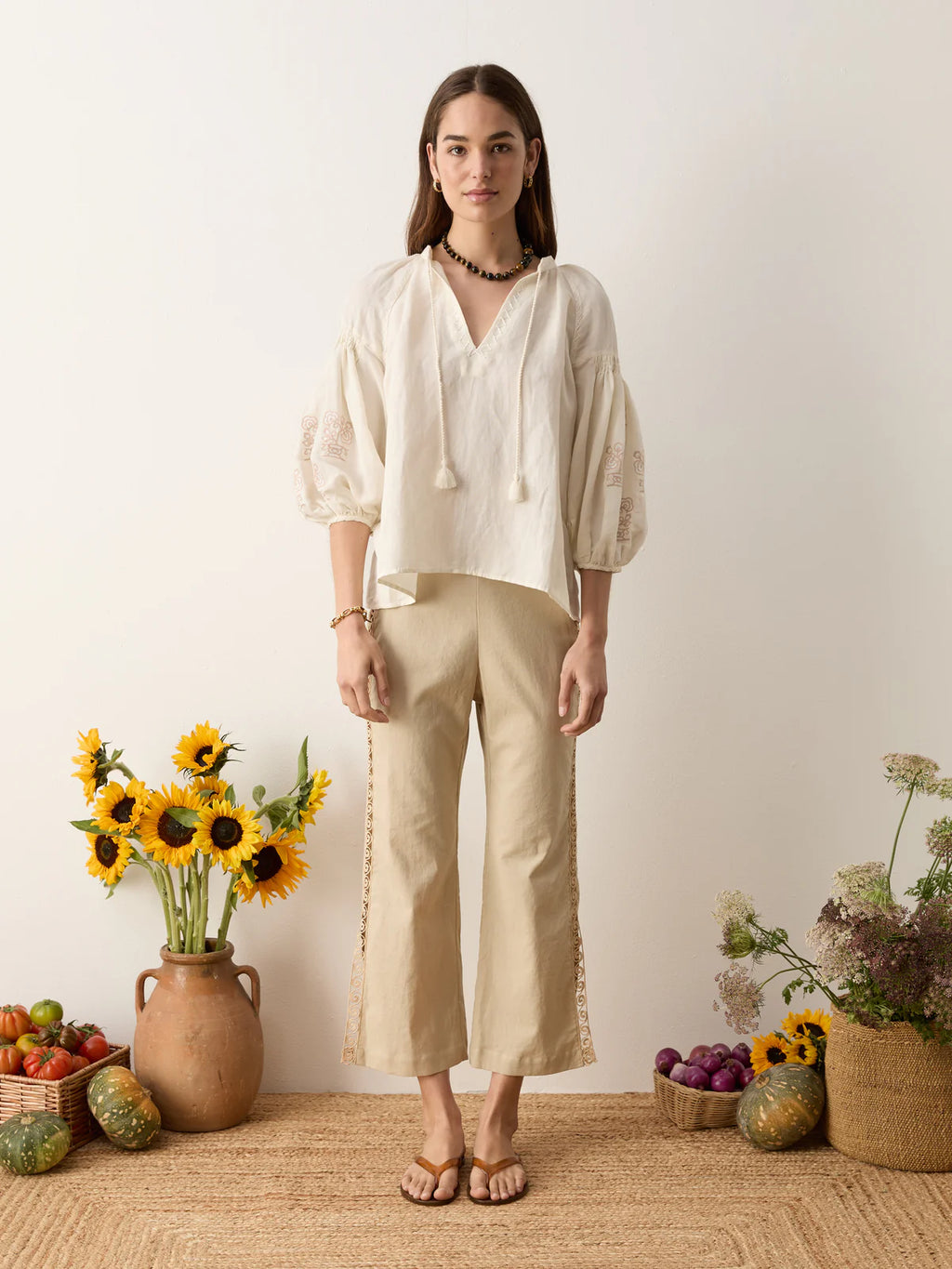 Malissa Embroidered Blouse - Creme