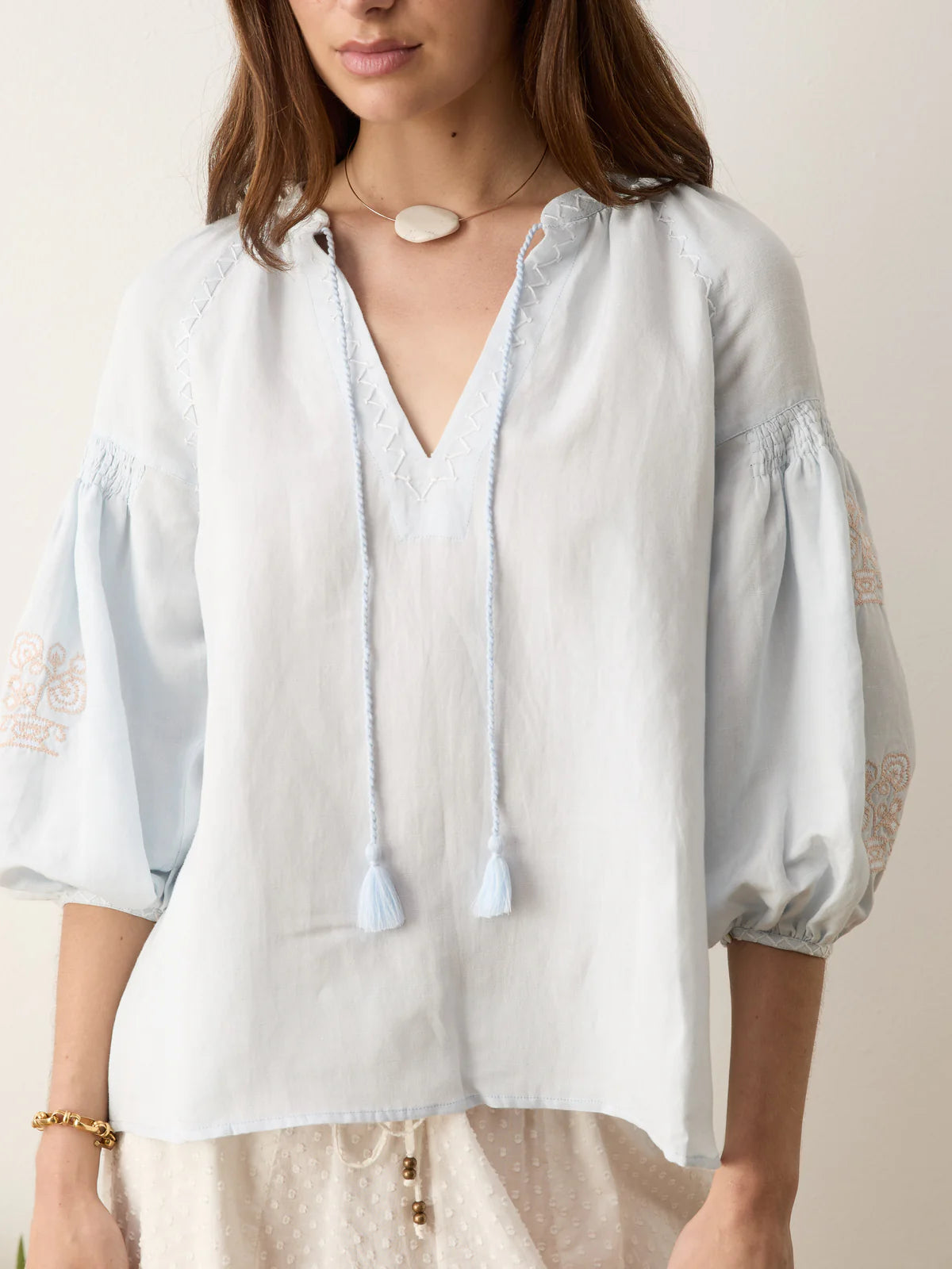 Malissa Embroidered Blouse - Sky
