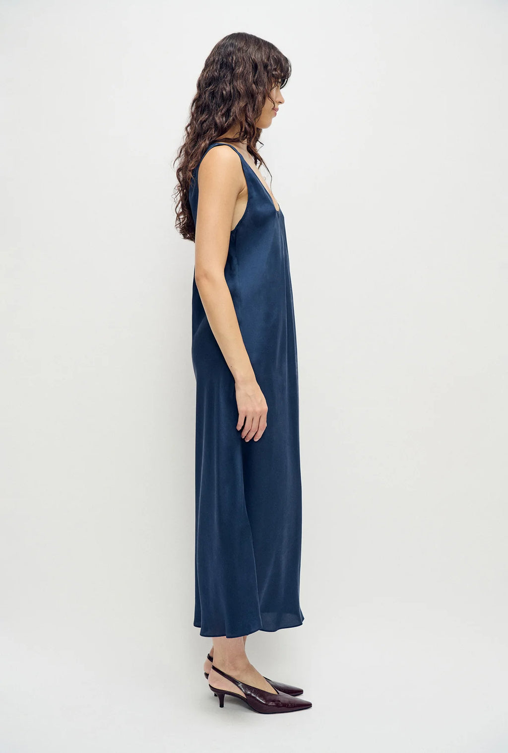 Habotai Scoop Neck Dress - Midnight