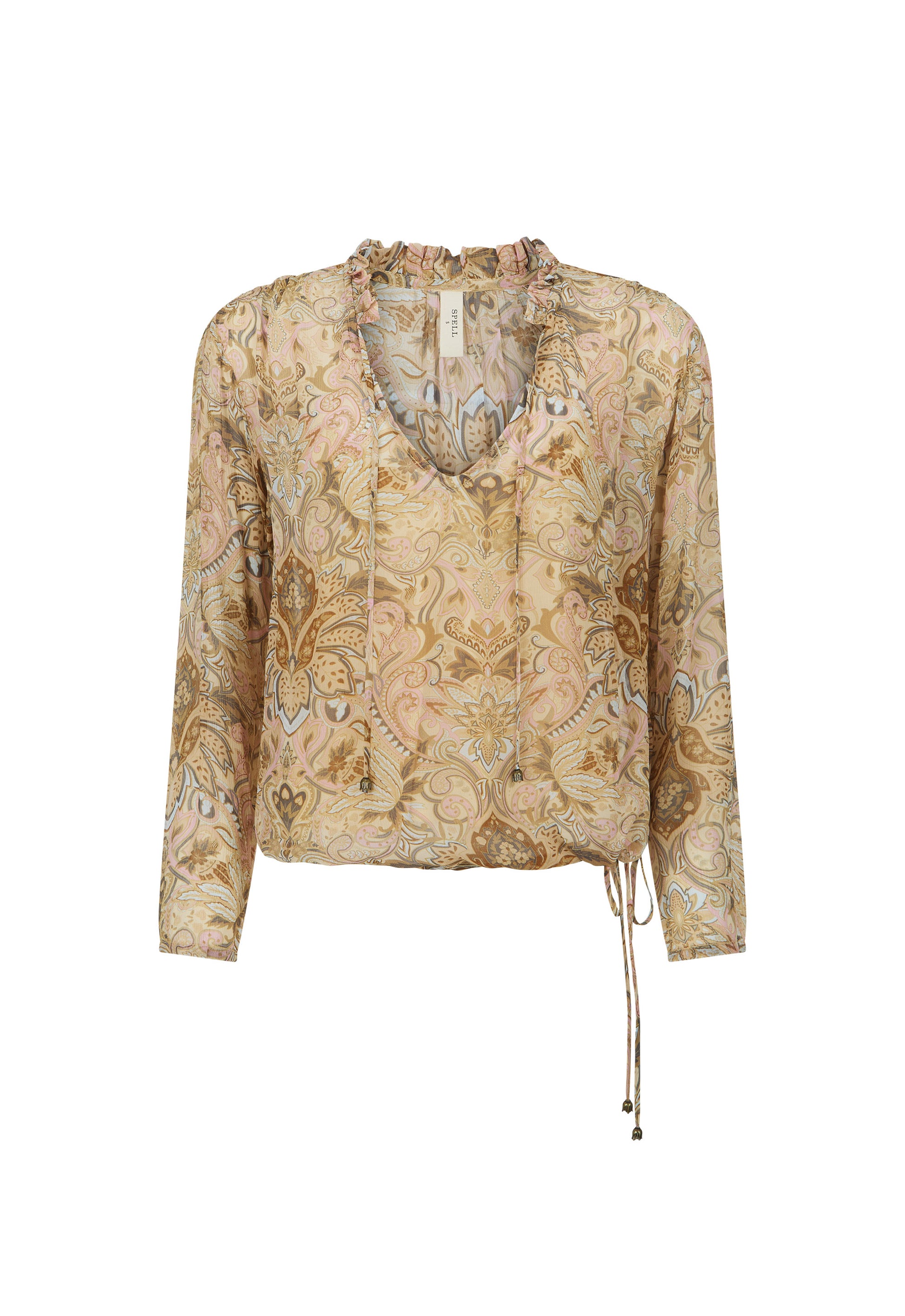 Damask L/Sleeve Blouse - Chai