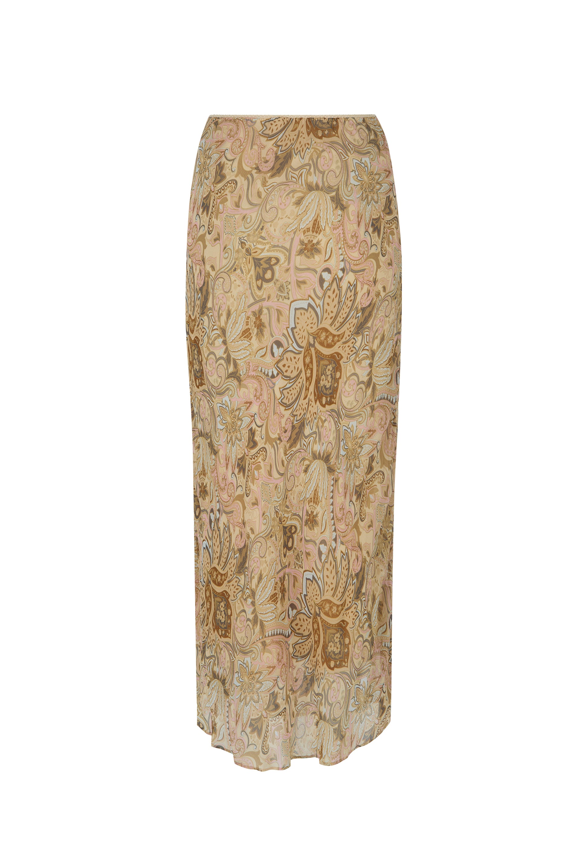 Damask Ruffle Midi Skirt - Chai