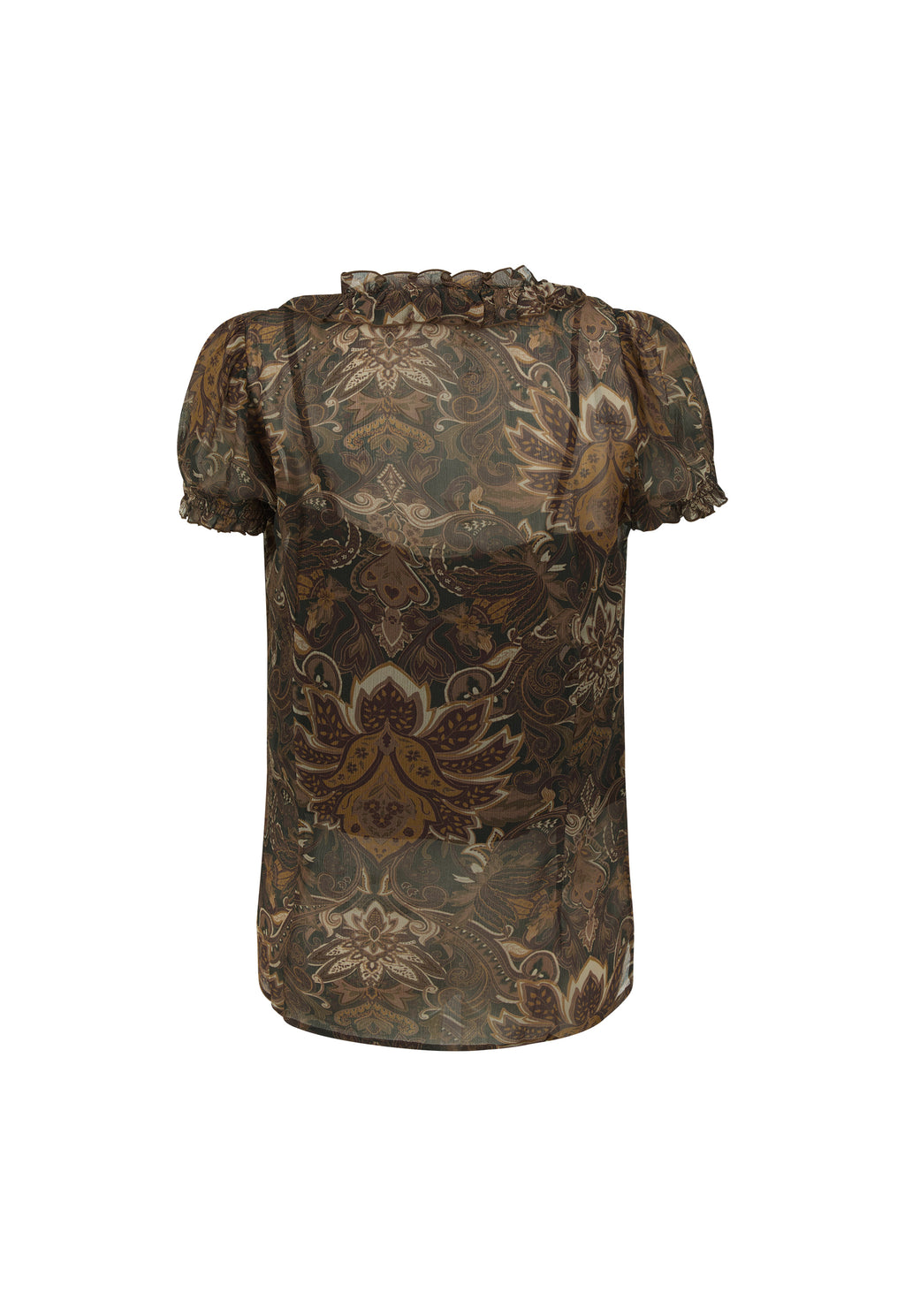 Damask S/Sleeve Blouse - Walnut