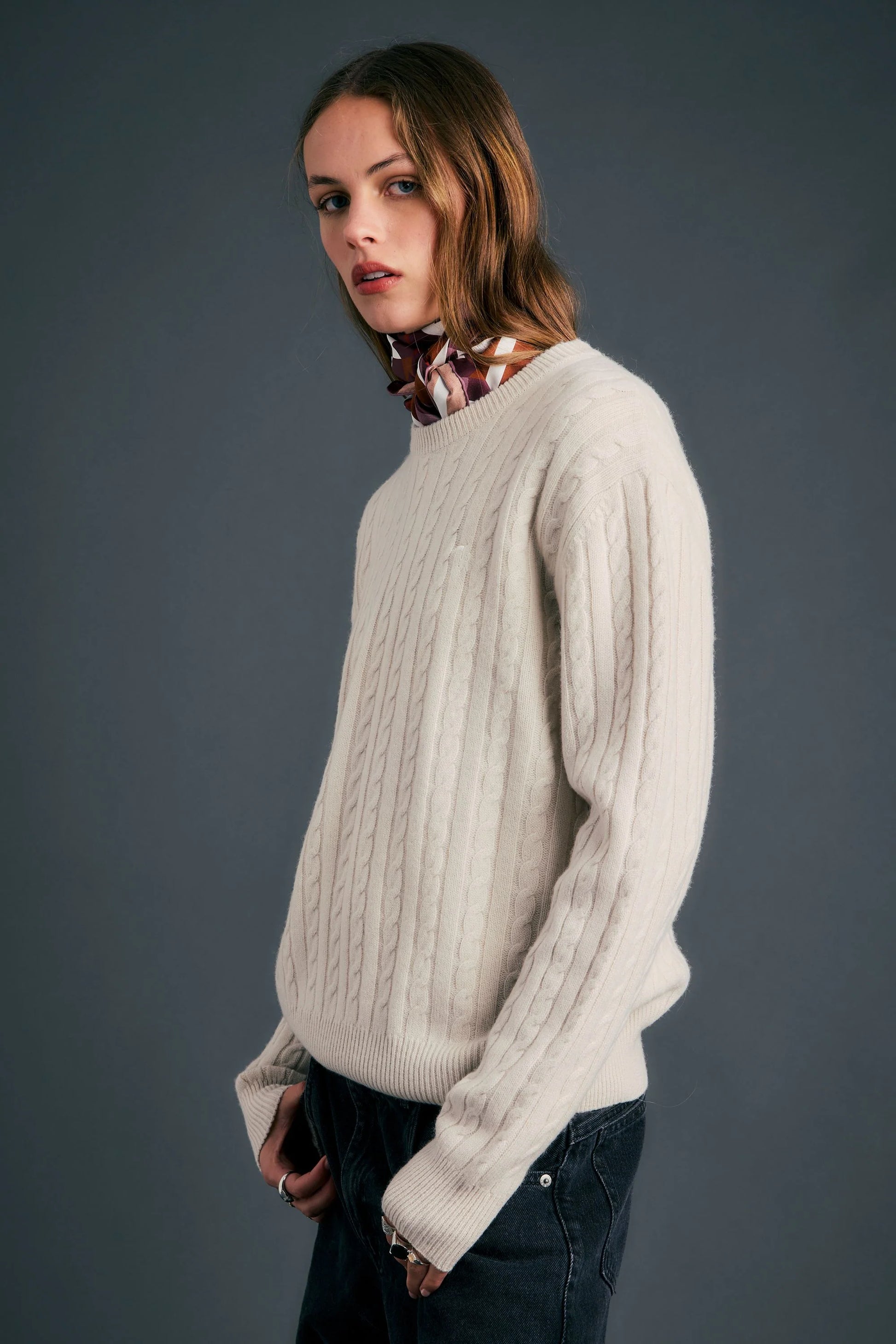 Classic Cable Knit Sweater - Stone
