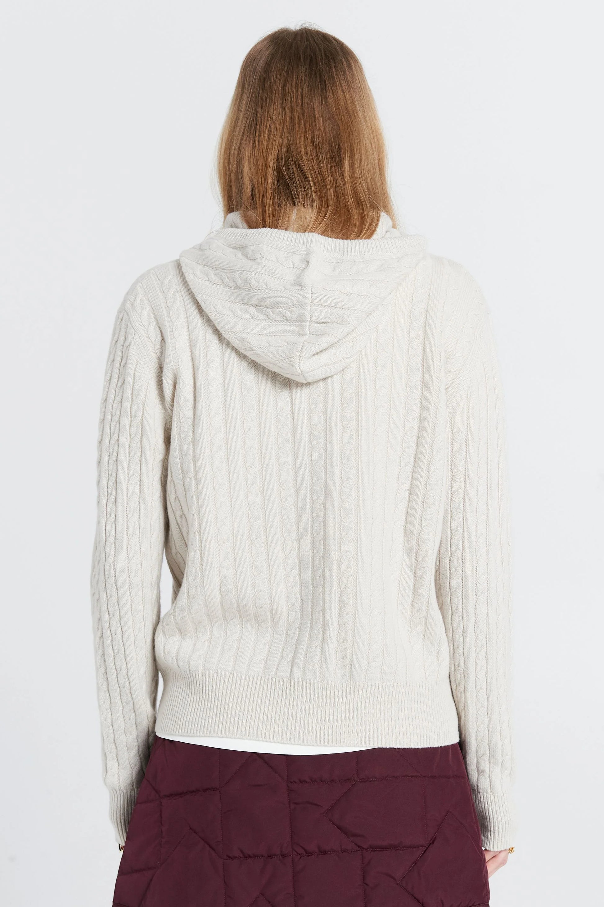 Campus Cable Knits Hoodie - Stone