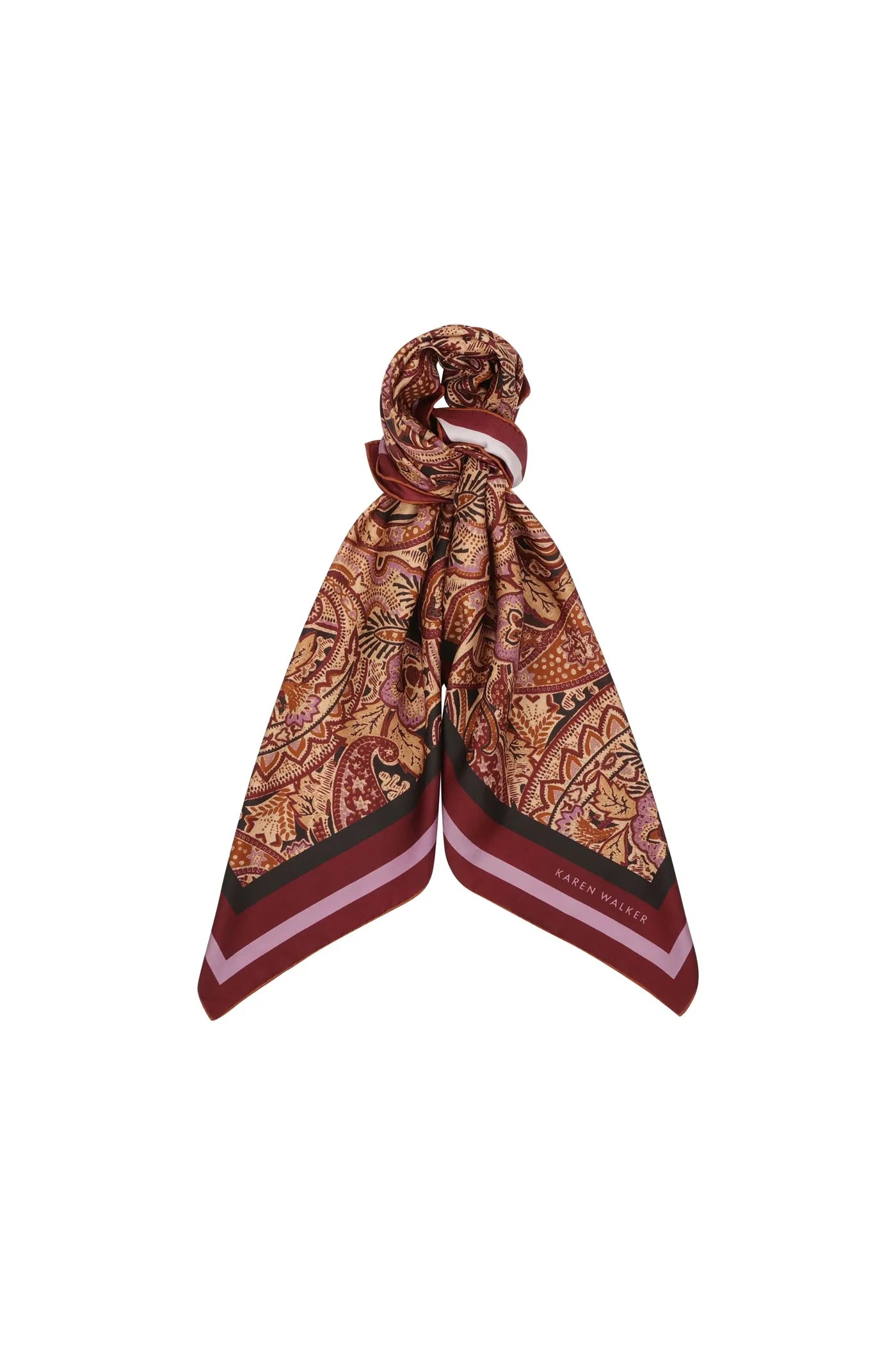 Paisley Silk Scarf - Burgundy