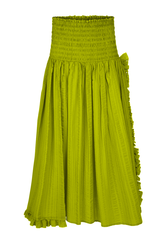 2023年 Rene Shirring Skirt アクアグリーン - フレアスカート