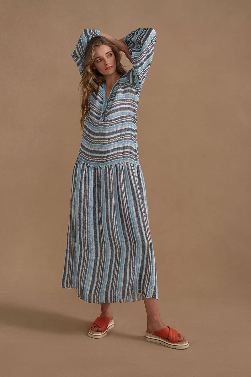 H&m striped 2025 maxi dress