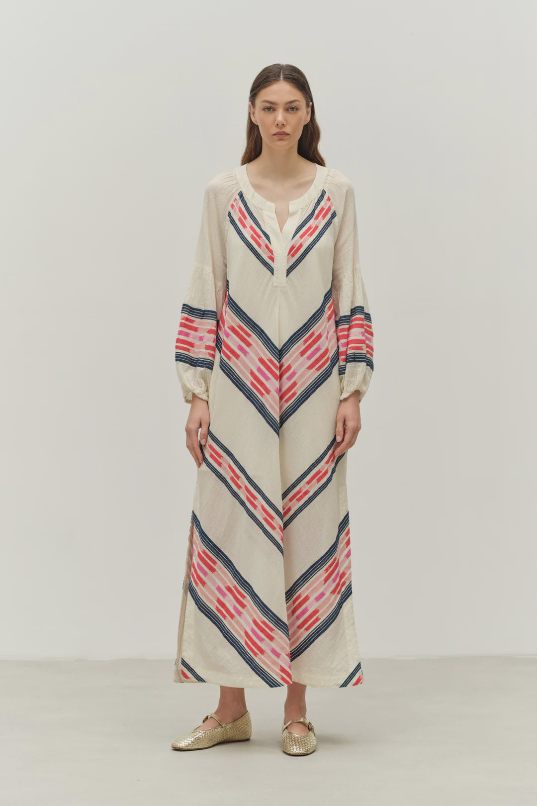 Beloved Long Dress - Navy/red