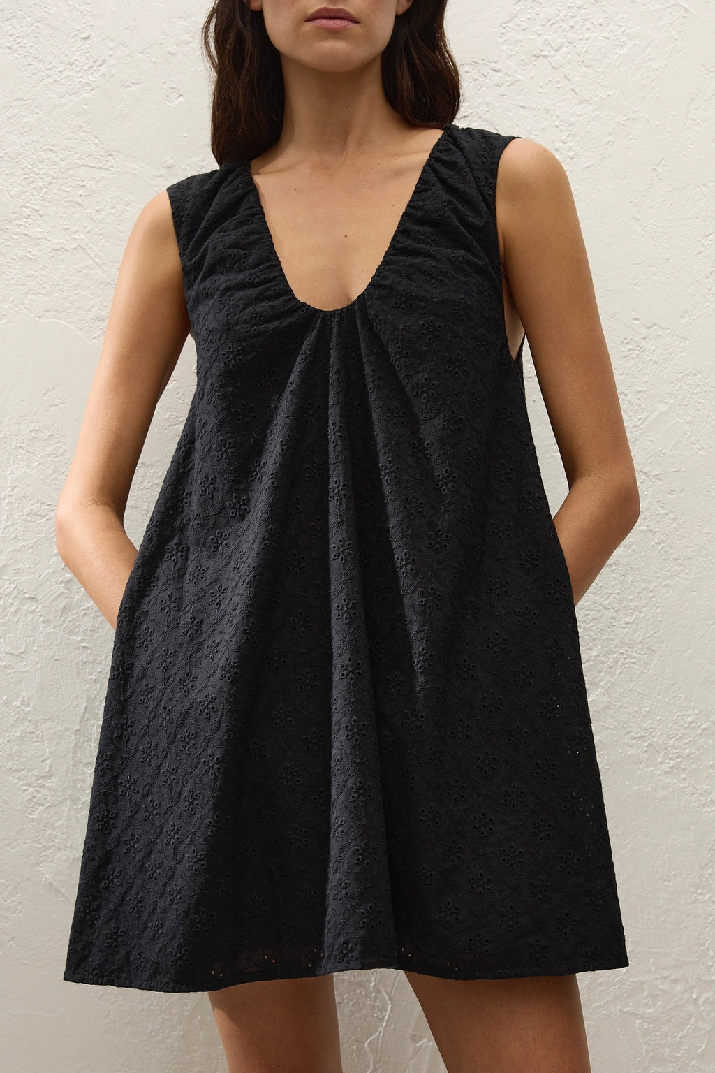 Juana Mini Dress - Black Broderie