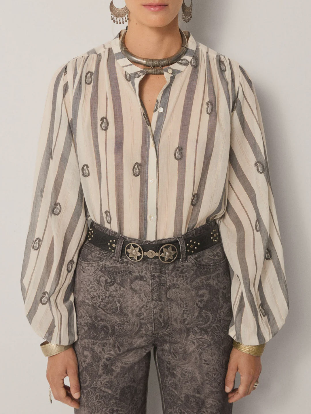Perla Blouse - Ivory Paisley