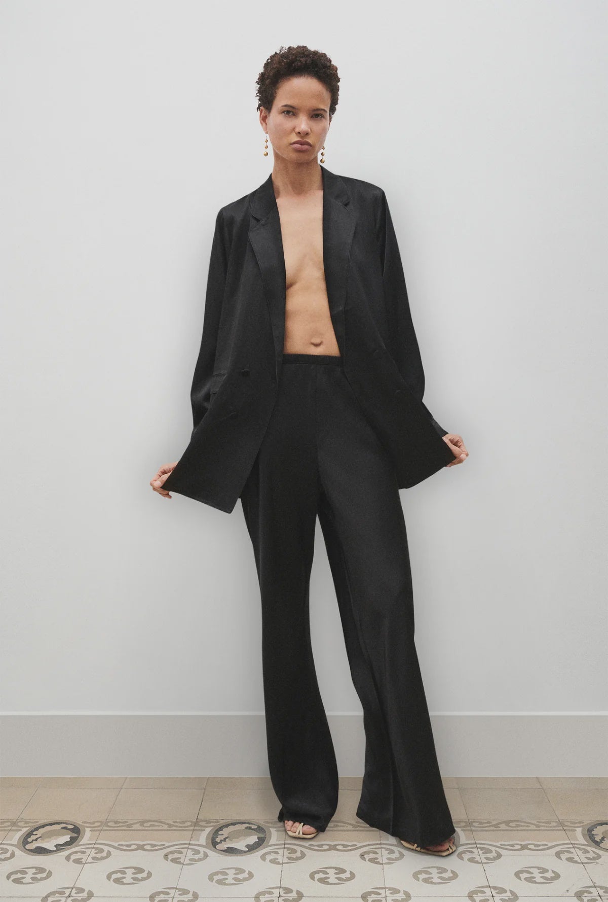 Bias Cut Pants - Black