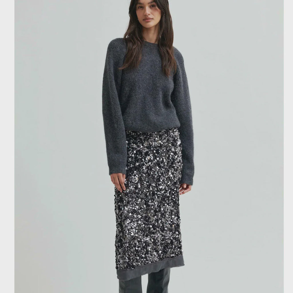 Shiny Sequin Skirt - Grey