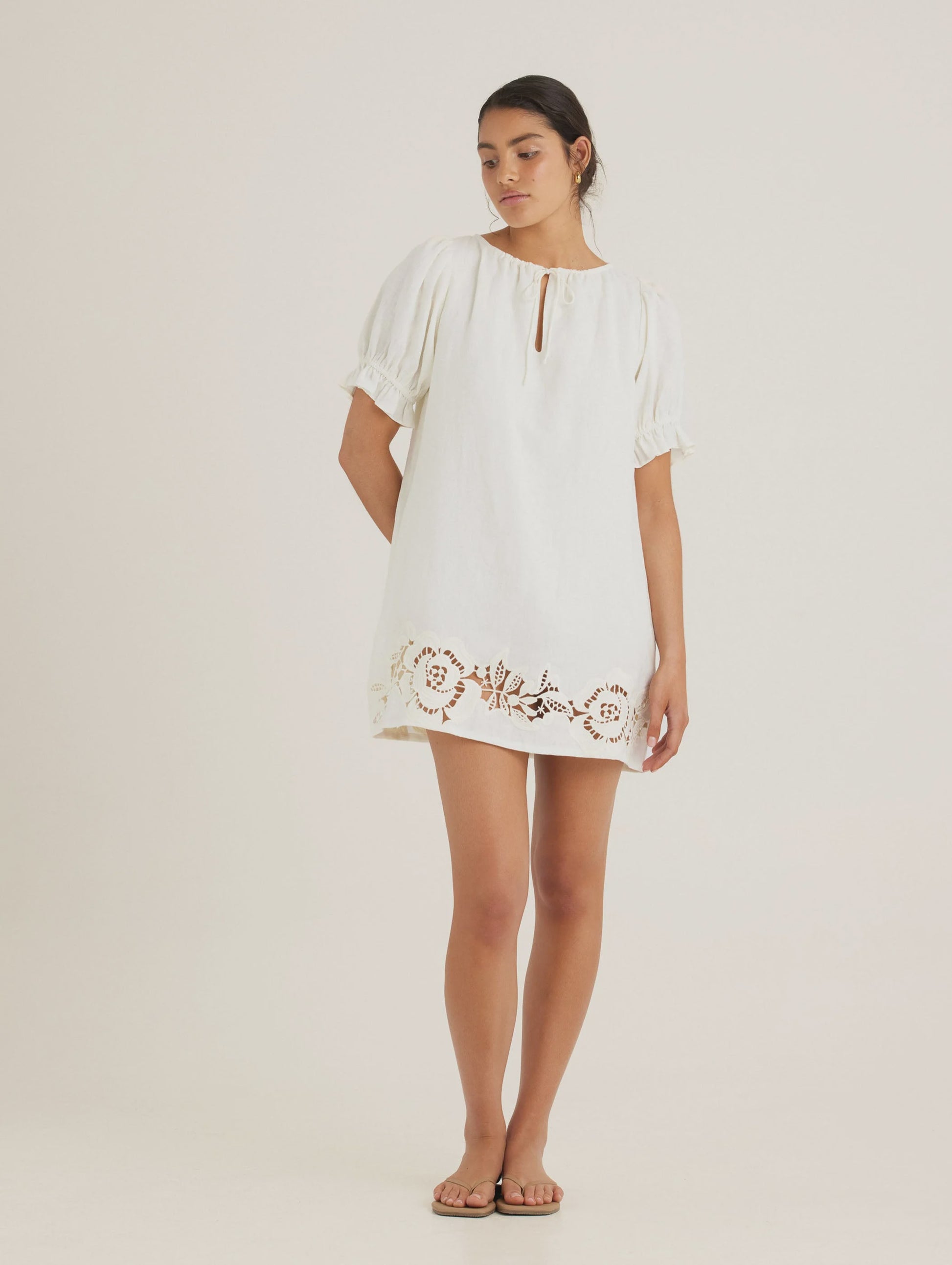 Embroidered Poets Mini Dress