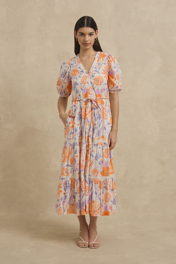 Anyeta Dress - Shellflower Tangerine