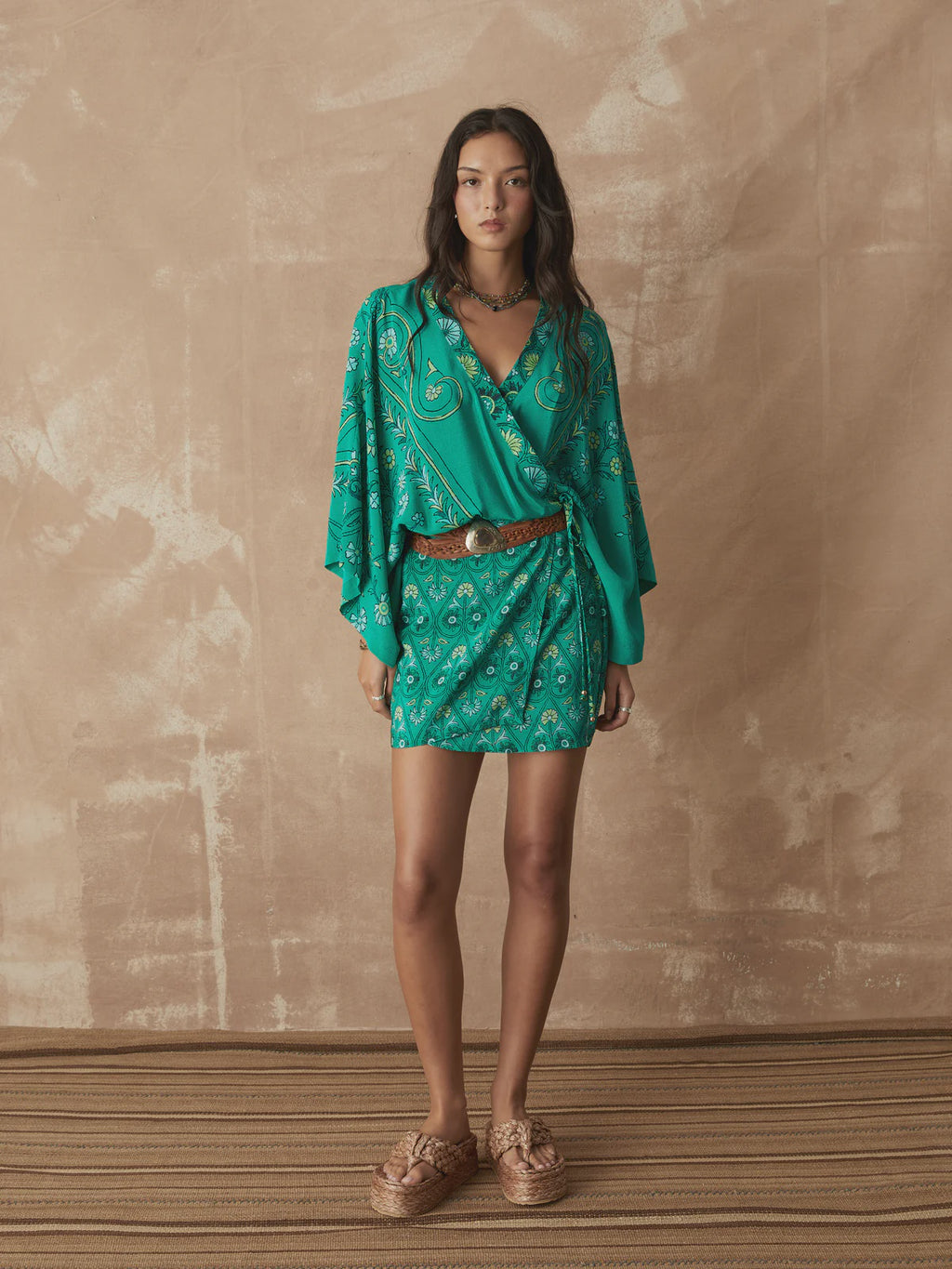Darjeeling Silk Robe Mini Dress