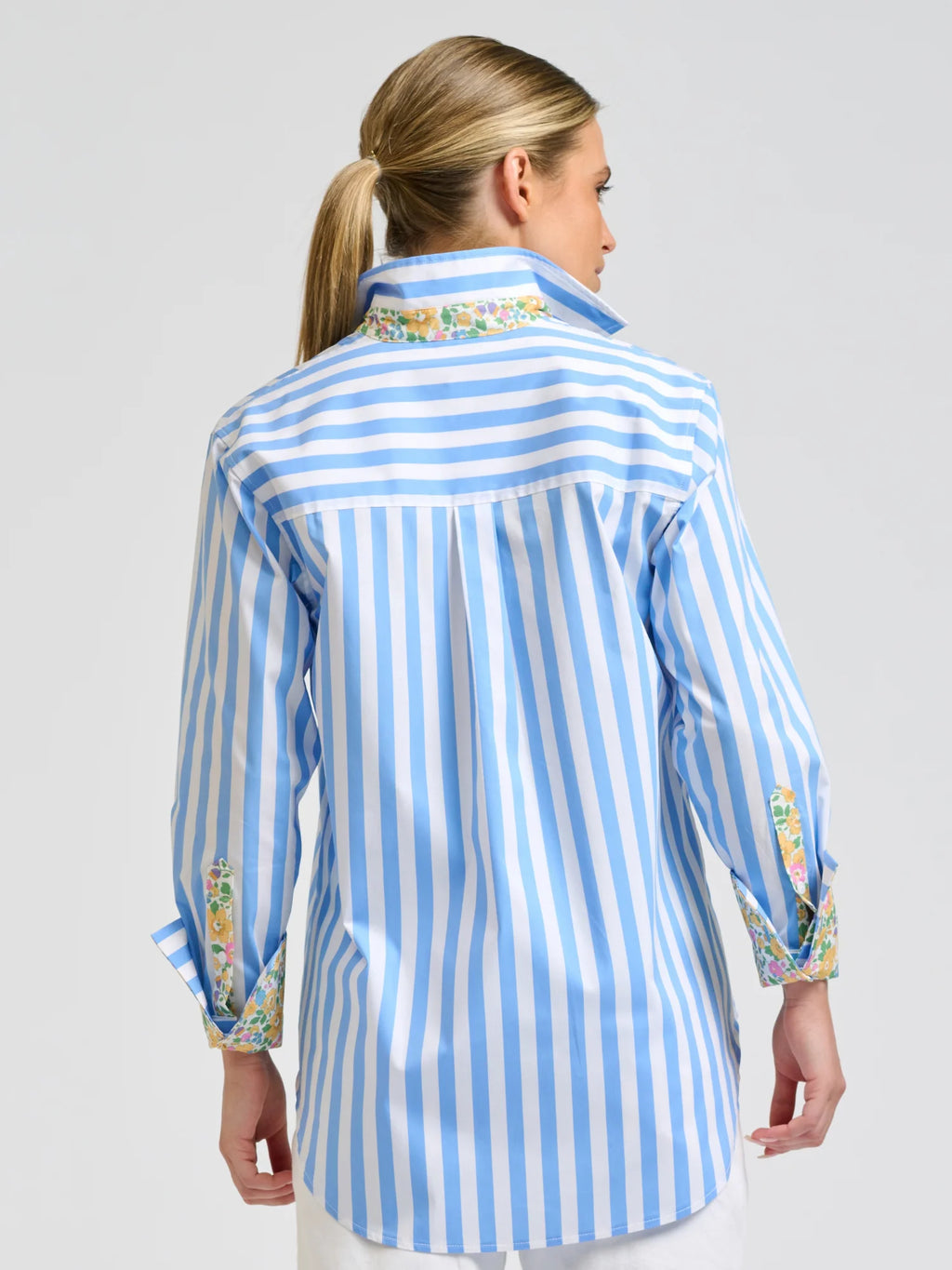 Elodie Trim Shirt - Pale Blue Stripe