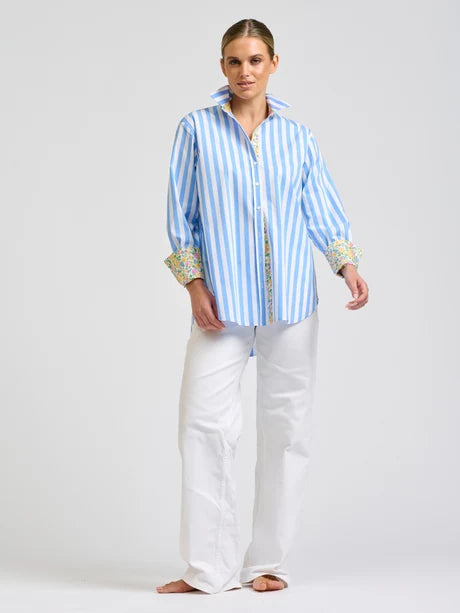 Elodie Trim Shirt - Pale Blue Stripe