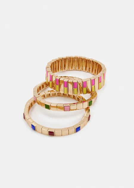 Jaline multi colour block Bracelet Set