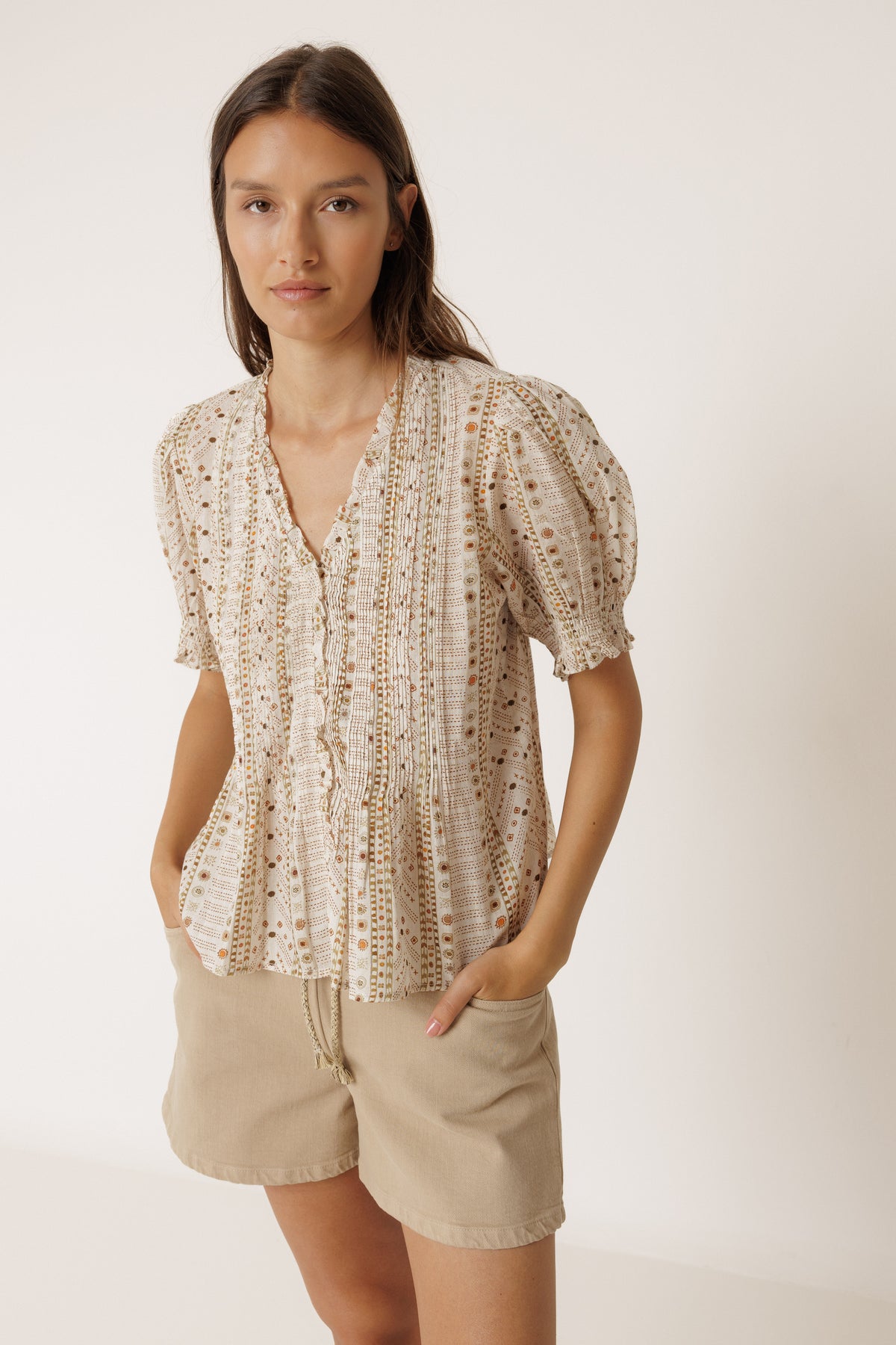 Micro Ruffle Voile Shirt